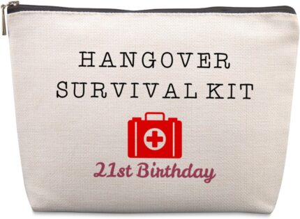21st Birthday Gift: Hangover Survival Kit - Travel Cosmetic Bag, Funny 21 Year Old Gift for Her Sister Daughter Niece Granddaughter Friend