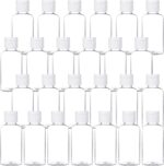 25 Pack 1.7oz/50ml Plastic Empty Bottles Clear Travel Containers Travel Size Bottles with Flip Cap Squeezable Refillable Toiletry (clear)