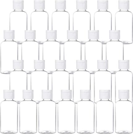 25 Pack 1.7oz/50ml Plastic Empty Bottles Clear Travel Containers Travel Size Bottles with Flip Cap Squeezable Refillable Toiletry (clear)