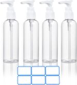 4 Pack 3.4 Oz (100ml) TSA Approved Travel Pump Bottles for Toiletries Clear Travel Size Bottles Leak Proof with Labels