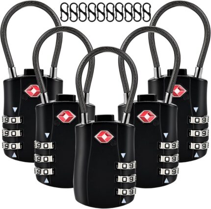 5pcs TSA Approved Luggage Locks with 10pcs Zipper Locks, Zinc Alloy Combination Locker Suitcase Lock, TSA Locks for Luggage, Combination Lock for Locker Backpack (TSA007)