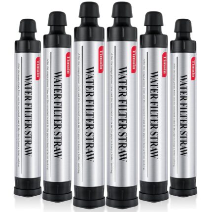 6 Pack Timain 4-Stage Filtration,High Flow Rate Water Filter Straw,Water Purifier Survival for Emergency Kits,Travel,Camping, Hiking,Fishing,Hunting (6)