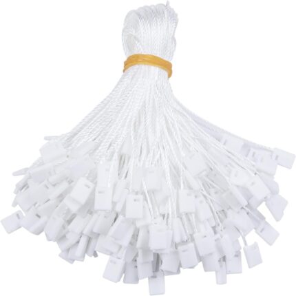 7 Inch 1000 Pcs Nylon Hang Tag String with Plastic Lockers,Snap Lock Pin Loop Fastener Hook Ties Tag Strings,Easy and Fast to Attach for Clothes Tags,Price Tags,Shoes Snap Lock,Luggage Label(White)