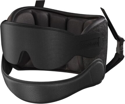 Airplane Pillow Combo with Chin Strap, Travel Pillows for Airplanes with Sleep Eye Mask, Plane Pillow for Long Flights, Car Road Trip, 360° Headrest, Stop Bobblehead, Black