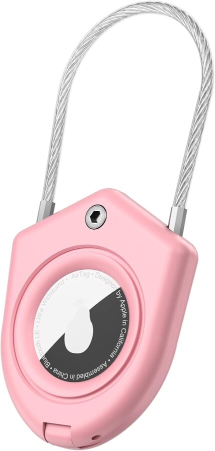 Airtag Holder Air Tag Keychain with Wire Cable, Anti-Scratch Airtags Key Chain for Apple Air Tags, Secure AirTag Lock Case for Keys, Luggage, & More