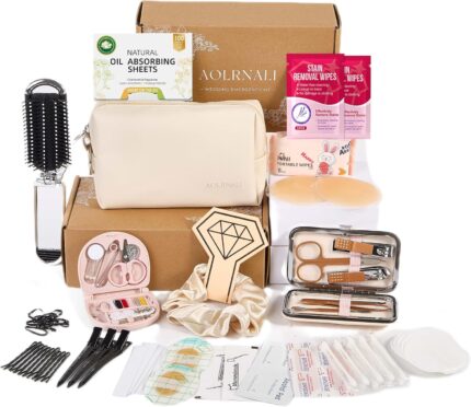 Bridal Emergency Kit for Wedding Day, Wedding Essentials Survival Set for Team Bride, Must-Have 30+ Essentials Travel Kit with Makeup Bag