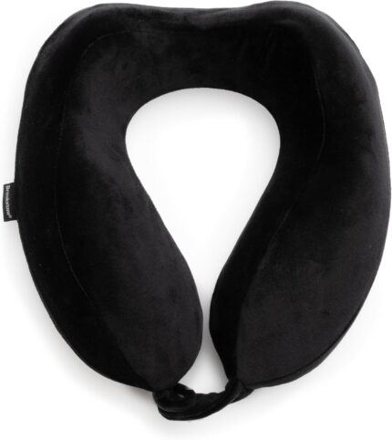 Brookstone Neck Travel Pillow - Lightweight Contoured Memory Foam Stuffable Travel Neck Pillow for Sleeping, Car, & Airplane, Size One Size, Black