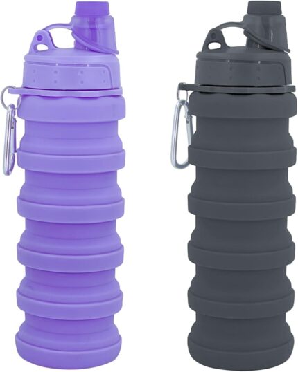 Collapsible Water Bottles Travel water bottle Sports Portable Sport Water Bottle Reusable Water Bottles comes with mountaineering Buckle 500ml silicone Water-proof camping water bottle