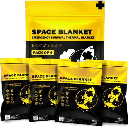 EVERLIT Emergency Mylar Thermal Blankets -Space Blanket Survival kit Camping Blanket Perfect for Outdoors, Hiking, Survival, Bug Out Bag ，Marathons or First Aid 1(Gold & Silver, 4 Pack)