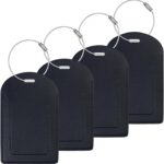 Gloppie 4-Pack Luggage Tags TSA Approved Luggage Tag for Suitcase PU Leather Suitcase Travel Tags with Secure Privacy Cover Black