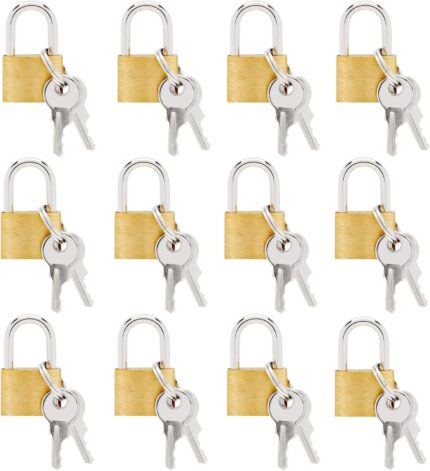 Juvale Luggage Locks with Keys - 12-Pack, 0.7 x 1.2 x 0.25 in, Gold & Silver - TSA Approved Locks for Luggage & Travel Security