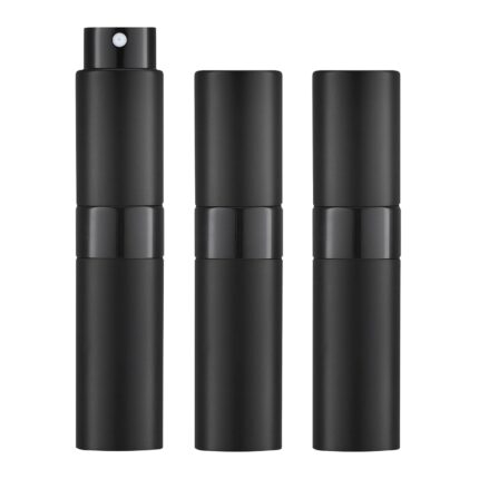 LISAPACK 8ML Atomizer Perfume Spray Bottle for Travel (3 PCS) Empty Cologne Dispenser, Portable Sprayer (Black)