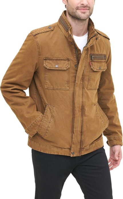 Levi's Mens Washed Cotton Military Jacket (Regular & Big & Tall Sizes)