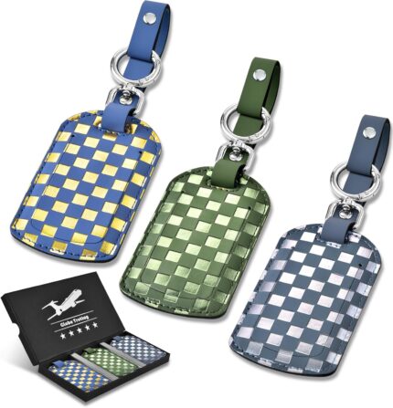 Luggage Tags for Suitcases Travel Accessories: Leather Luggage Tag 3 Pack TSA Approved, Airplane Travel Essentials for Men, Bag Tags for Luggage Long Flight Must Haves Travels Gifts Airport Essentials