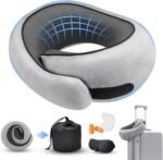 Neck Pillow for Traveling, Travel Pillows for Airplanes 2025 New 100% Pure Memory Foam, Neck Pillow Airplane with 360º Ergonomic Design, Travel Neck Pillows for Airplanes, Office and Car