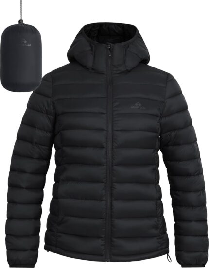 Pioneer Camp Women's Packable Puffer Jacket Winter Light Weight Water-Repellent Quilted Coat with Hood