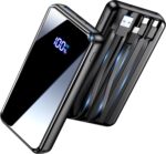 Portable Charger,42800mAh Power Bank Built-in Cable,22.5W PD USB C in & Out Fast Charging, External Battery Pack 6 Output & 2 Input, Travel Phone Charger for iPhone 17/16/15/14/13/12, Android (Black)