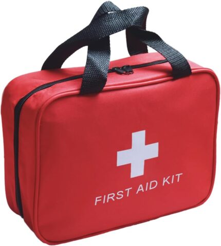 Red First Aid Kit Bag Empty, Empty Travel First Aid Bag Storage Compact Survival Medicine Bag for Home Office Car Businesses Camping Kitchen Sport Outdoors