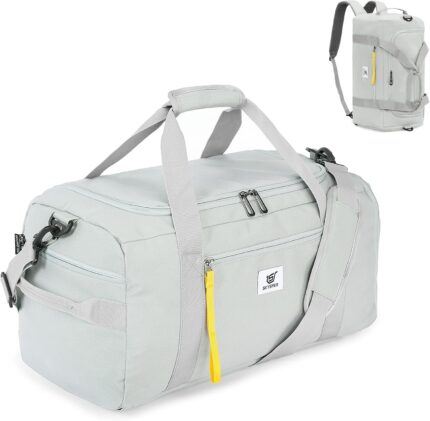 SKYSPER Gym Bag Men Women - 40L Sports Bag Duffle Backpack with Shoe Compartment Wet Pocket for Fitness,Sport,Travel & Workout(Lightgray)