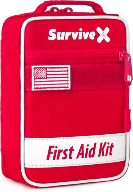 Small First Aid Kit for Car, Travel & Home - Emergency Kit for Hiking, Camping, Backpacking and Outdoors - Includes Zip Stitch Wound Closure Strips