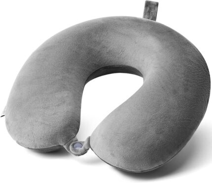 Travel Pillow - Memory Foam Neck Pillow Support Pillow,Luxury Compact & Lightweight Quick Pack for Camping,Sleeping Rest Cushion (Gray)