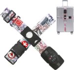 Travelkin Luggage Straps TSA Approved - Adjustable Cross Suitcase Straps with TSA Lock, Reinforced Buckle, Unique Pattern - Secure Heavy Duty Luggage Straps for Travel (Journey)