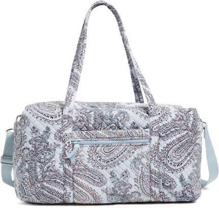 Vera Bradley Women's Cotton Large Travel Duffel Bag, Soft Sky Paisley, One Size