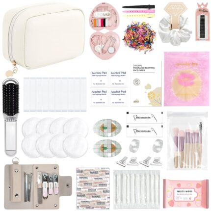 Women's Wedding Emergency Kit for Bride Wedding Survival Set with Makeup Bag, 42 Pc Wedding Daily Travel Essential Items