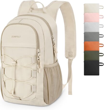 ZOMFELT Hiking Backpack for Women Men, 15L Lightweight Packable Backpack for Trip, Water Resistant Small Travel Backpacks, Foldable daypack for Hiking, Walking, Cycling, Camping, Beige