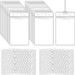 10 Pack Clear Plastic Luggage Bag Tag Holder Badge Label Tag Holder with 10 Pack Luggage Loops Straps for Office Business Travel Supplies