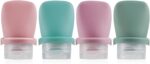 1oz Travel Bottles for Toiletries, Silicone Leak-Proof TSA Approved Travel Size Containers (4-Pack) - Reusable Refillable Bottles for Shampoo, Body Wash, Lotion