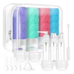 20 Pack Travel Bottles Set,Leak Proof TSA Approved Travel Size Containers, Silicone Squeezable Travel Essentials Jar Accessories for Conditioner, Shampoo, Lotion & Body Wash Accessories (Warm Color)