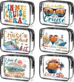 6 Pcs Clear Cruise Makeup Bags Gifts, Cruise Essentials Beach Cosmetic Bag for Women, Cruise Ship Survival Kits, Travel PVC Waterproof Toiletry Bags for Girls Sister Daughter Nurse Teacher