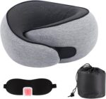 Airplane Travel Neck Pillow for Support Long Flight,Memory Foam Travel Pillow Compact Head Support with Pain Relief,Ergonomic Sleeping Pillow & Road Trips(Gray)