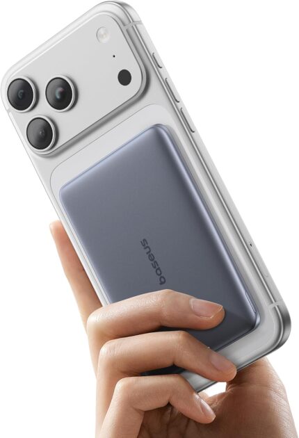 Baseus Picogo Power Bank, 0.3″ Ultra Slim 5000mAh MagSafe Portable Charger, Card-Size Magnetic Battery Pack with USB-C Braided Cable, Alloy Wireless Charger for iPhone 17 Pro Max/17 Air/16/15/14/13/12