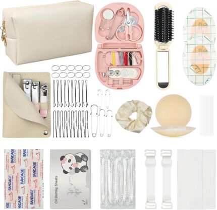 Bridal Emergency Kit for Wedding Day, 60+ Wedding Essentials Survival Set for Team Bride, Portable Travel Set with Makeup Bag, Daily Work Essentials