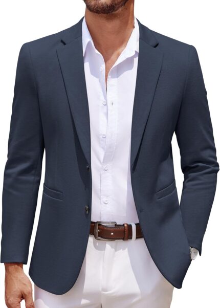COOFANDY Men's Casual Knit Blazer Two Button Lightweight Sport Coats Suit Jacket