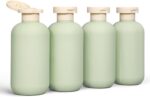 DEMORA 6.6oz Travel Bottles for Toiletries, Larger Plastic Travel Squeeze Bottles Leak Proof Refillable Toiletry Containers with Flip Caps and Labels for Shampoo Conditioner Lotion (Green, 4 Pcs)