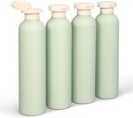 DEMORA 8.8oz Large Travel Bottles for Toiletries, Leak Proof Plastic Travel Squeeze Bottles Refillable Toiletry Containers with Flip Caps and Labels for Shampoo Conditioner Body Wash (Green, 4 Pcs)