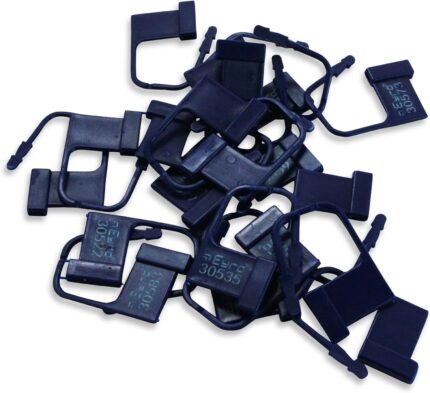 EYRO Plastic Padlock/Individually Numbered Disposable Security Seals/Pack of 100 / Tamper-Proof, Self-Locking Plastic Tags for Luggage, Clothing, Medical Use, and More