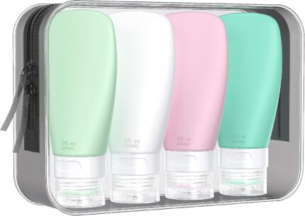 INSFIT Portable Travel Bottles, TSA Approved Leak Proof Containers for Toiletries, BPA Free Refillable Accessories for Shampoo, Body Wash, Liquids (4 Pack)