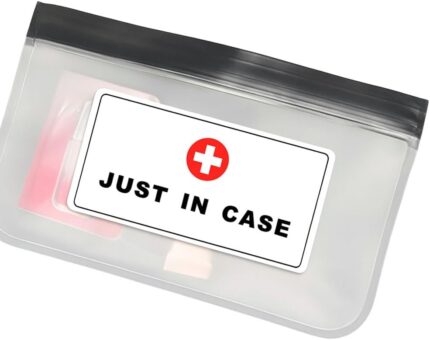JUST in CASE 120-Piece Emergency Sticker Set – Survival Kit Labels for First Aid, Travel & EDC, 1.4×2.8 Inch Multi-Purpose Decals