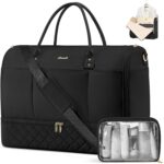 LOVEVOOK Convertible Garment Duffel Bag for Travel, carry on bag With Toiletry Bag, weekender bags for Women With Shoe Compartment, 2 in 1 Hanging Suitcase Travel Duffle Bag，Black