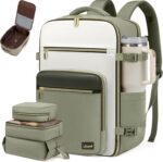 LOVEVOOK Travel Backpack For Women,40L Carry On Backpack Flight Approved,TSA Personal Item Travel Bag Fits 17 Inch Laptop,Business Weekender Overnight Daypack with Back Pad and Chest Buckle,Cubes