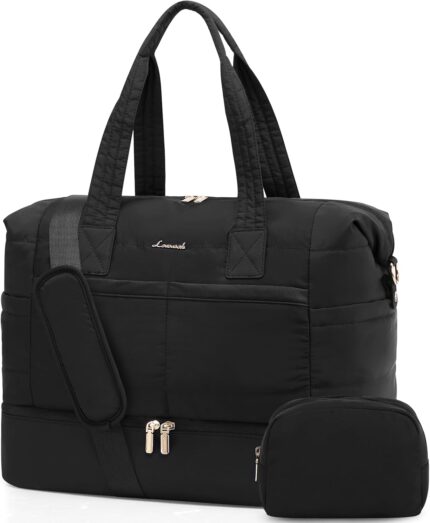 Large Women Travel Duffle Bag – Carry on Overnight Bag with Shoe Compartment and Toiletry Bag Weekend Travel Duffel Tote Bag Yoga Gym Bag with Wet Pocket Toiletry for Travel Trips Sport Hospital
