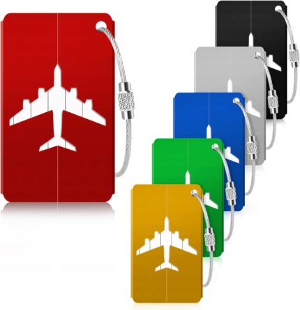 Luggage Tag, 6Pcs Luggage Tags for Suitcases, Bag Tags for Luggage Travel Luggage Tags with Privacy Name Card, Small Metal Luggage Tags Luggage Identifiers for Suitcases
