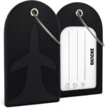 Shacke Luggage Tag 2pcs Premium ID Card for Travel Luggage & Suitcase (Pure Black)