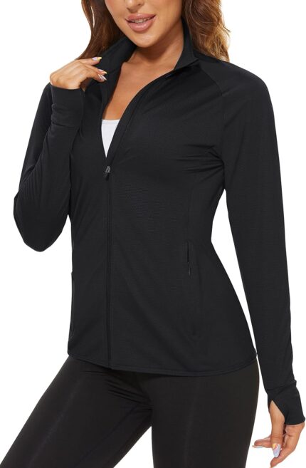 TACVASEN Women's Workout Jackets Lightweight Athletic Jacket Zip Up UPF 50+ UV Protection Long Sleeve Sun Shirt