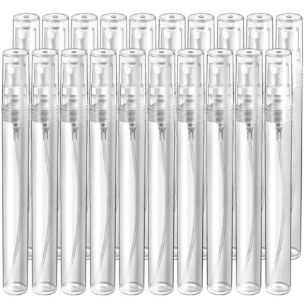 Teenitor Mini Spray Bottles, 20-Pack 10ml Empty Refillable Plastic Atomizer for Perfume, Essential Oil, Travel
