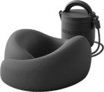 Travel Pillow - Memory Foam Neck Pillow Airplane, Neck Travel Airplane Pillow for Long Flight, Portable Travel Essentials, 360º Ergonomic Support, Machine Washable (Black)